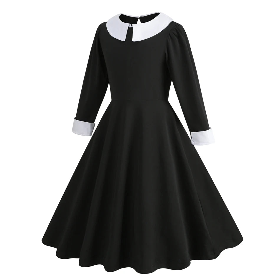 Halloween Costume For Girls Adams Cosplay Black Dress Costumes Gothic Dresses Children Clothes Party