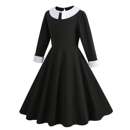 Halloween Costume For Girls Adams Cosplay Black Dress Costumes Gothic Dresses Children Clothes Party