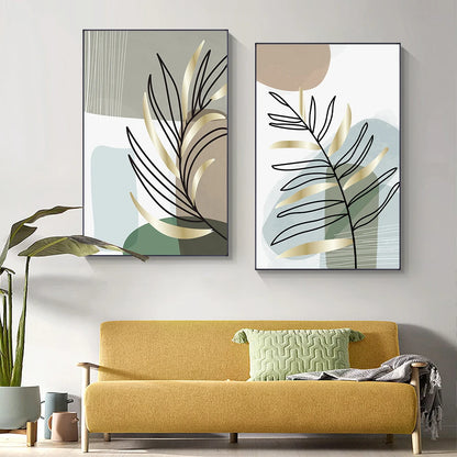 2PCS Boho Plant Canvas Wall Art – Nordic Abstract Prints
