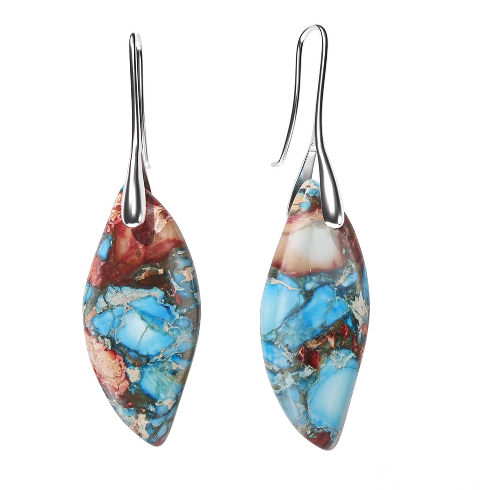Women’s Emperor Jasper Dangle Earrings – Natural Healing Stone