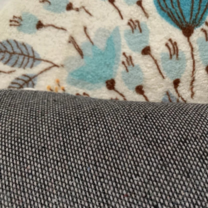 Boho Round Blue Floral Plush Carpet with Pompom Trim, 40–120cm