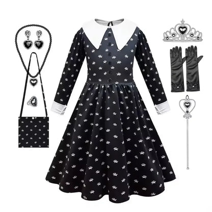 Halloween Costume For Girls Adams Cosplay Black Dress Costumes Gothic Dresses Children Clothes Party