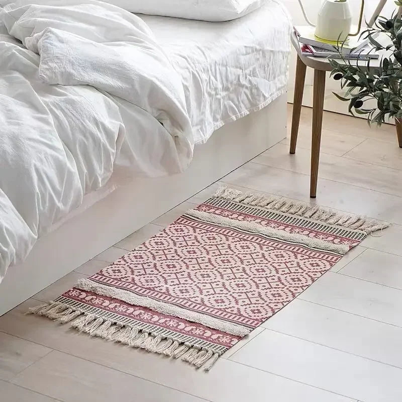 Persian Style Striped Linen Door Mat Washable