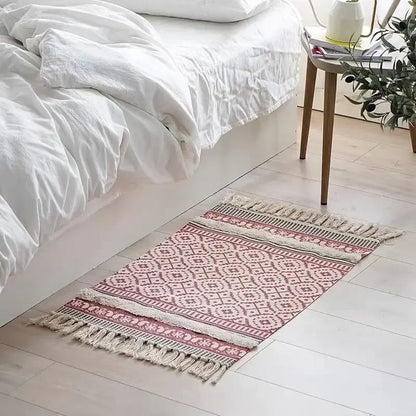Persian Style Striped Linen Door Mat Washable