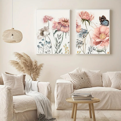 3PCS Pink Flower Wall Art – Nordic Botanical Prints