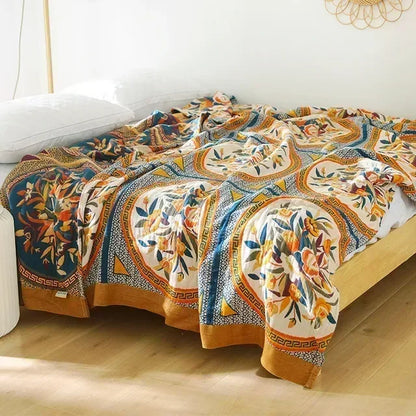 Boho Cotton Throw Blanket – Soft Nordic Bed & Sofa Blanket