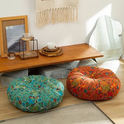 Cotton Linen Floor Pouf Ottoman