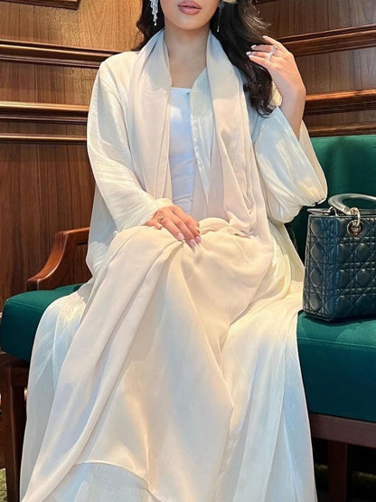 Women’s Long Sleeve Silky Abaya – Elegant Maxi Kaftan