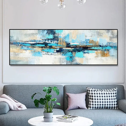 Blue Color Block Abstract Wall Art – Modern Canvas Print