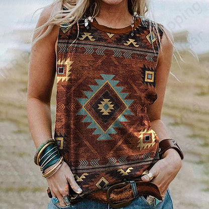 Feather Print Tank Tops Women's Fashion Sleeveless Vest Sexy Casual Vintage Tanks Top Casual Crew Neck Tops Womens Clothing 2024