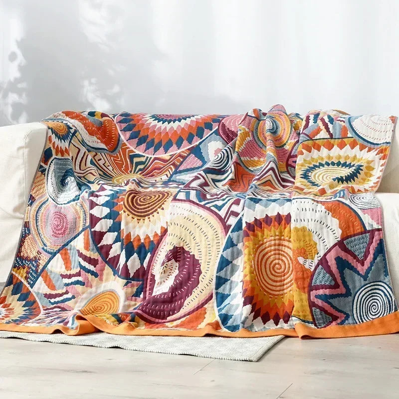 Boho Cotton Throw Blanket – Soft Nordic Bed & Sofa Blanket