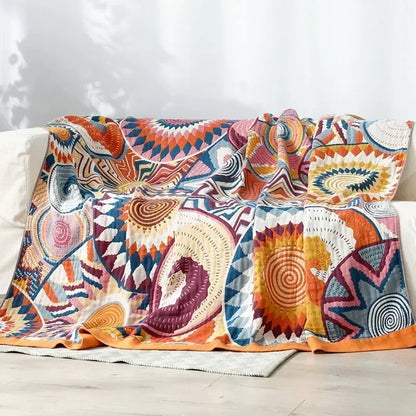 Boho Cotton Throw Blanket – Soft Nordic Bed & Sofa Blanket