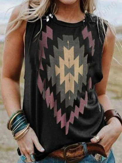 Feather Print Tank Tops Women's Fashion Sleeveless Vest Sexy Casual Vintage Tanks Top Casual Crew Neck Tops Womens Clothing 2024