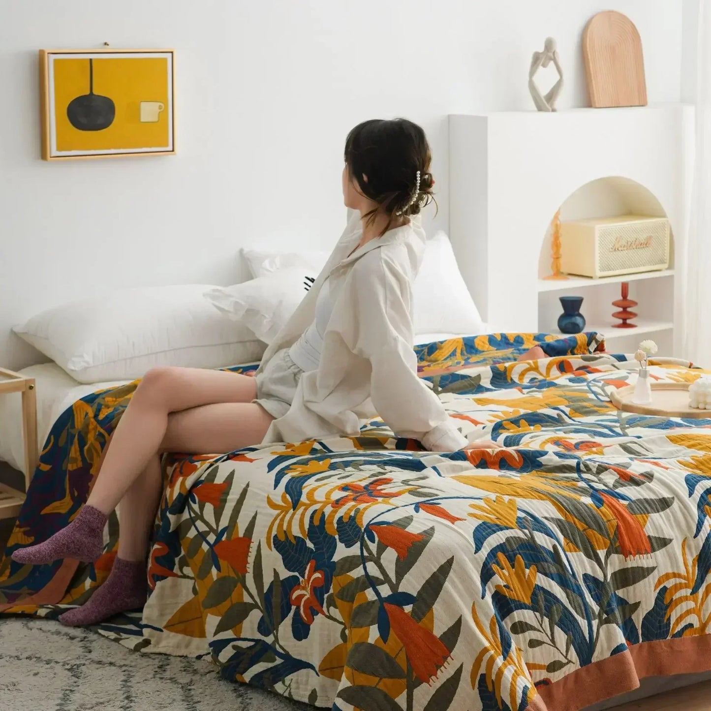 Boho Cotton Throw Blanket – Soft Nordic Bed & Sofa Blanket
