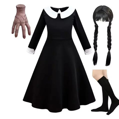 Halloween Costume For Girls Adams Cosplay Black Dress Costumes Gothic Dresses Children Clothes Party