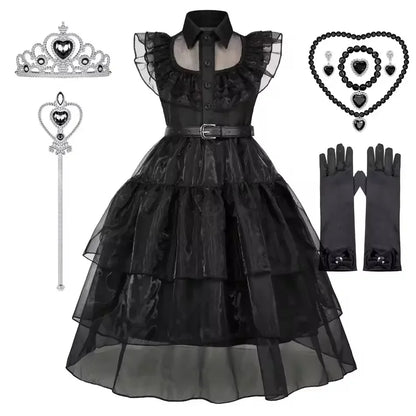 Halloween Costume For Girls Adams Cosplay Black Dress Costumes Gothic Dresses Children Clothes Party