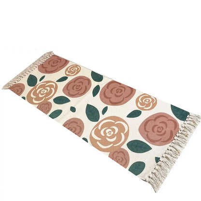 Geometric Woven Cotton Rug – Anti-Slip Hand Washable