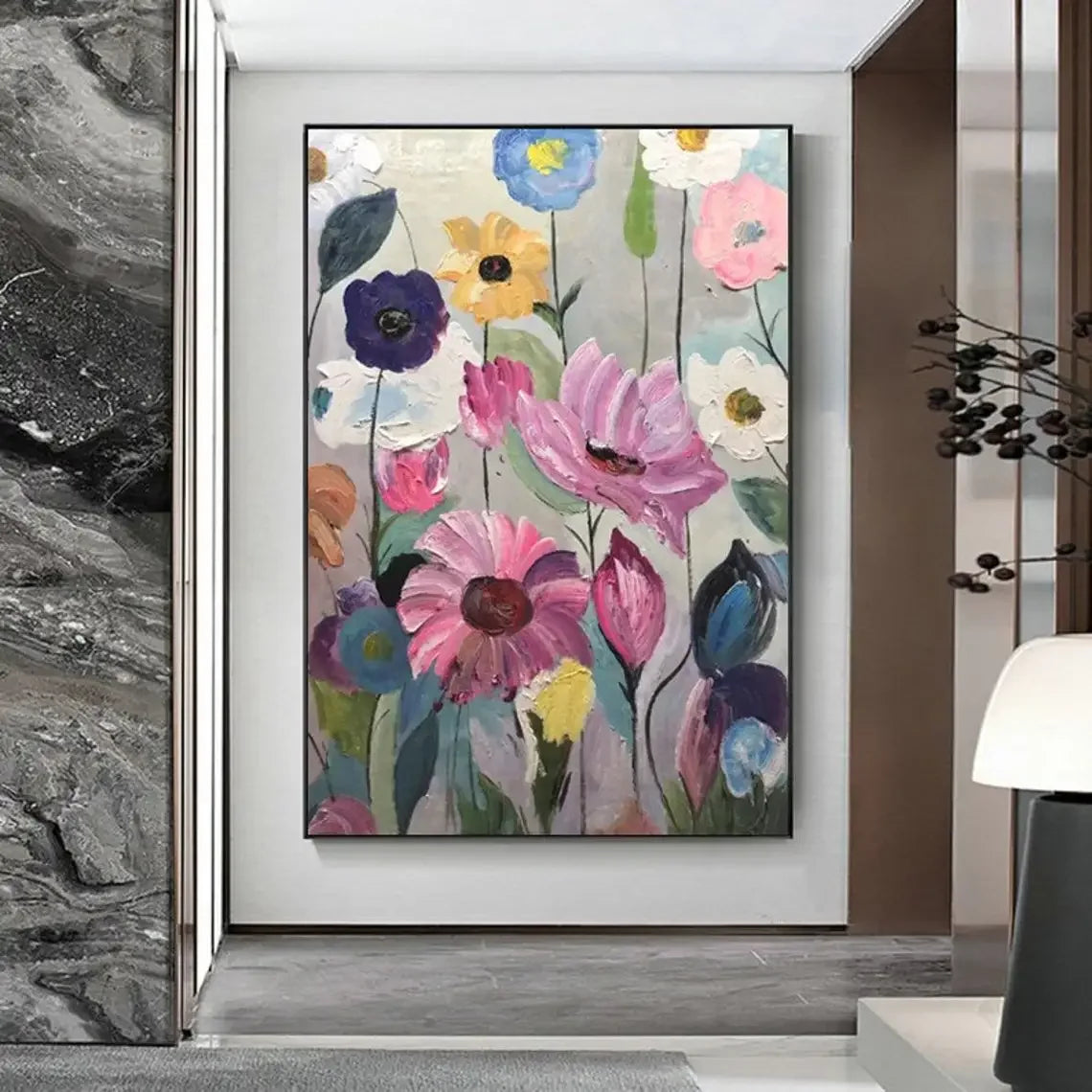Large Flower Abstract Wall Art – Scandinavian Canvas Print