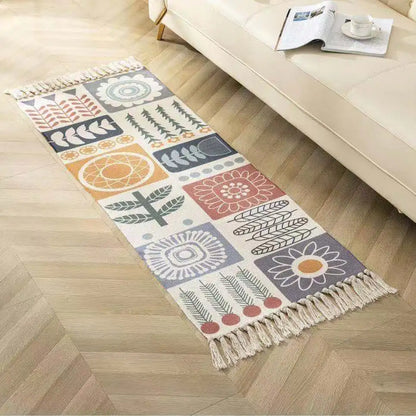 Geometric Woven Cotton Rug – Anti-Slip Hand Washable