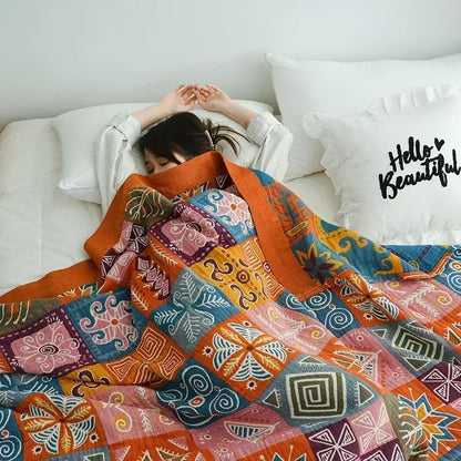 Boho Cotton Throw Blanket – Soft Nordic Bed & Sofa Blanket