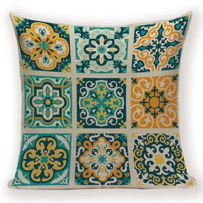 Retro Geometric Pillow Cover – Square Cushion Case for Sofa & Bed