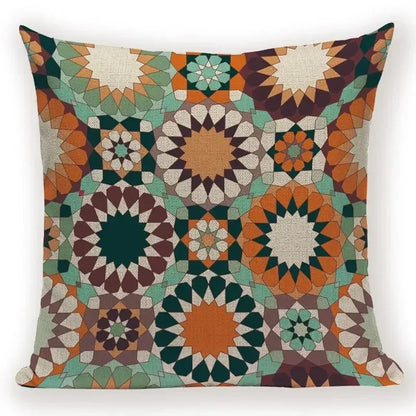 Retro Geometric Pillow Cover – Square Cushion Case for Sofa & Bed