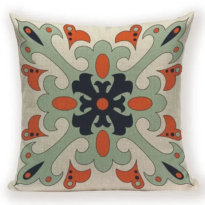 Retro Geometric Pillow Cover – Square Cushion Case for Sofa & Bed
