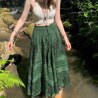 Women’s Ruched Bow Knot Pleated Maxi Skirt – Casual Swing Style
