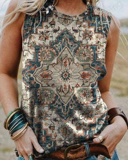 Feather Print Tank Tops Women's Fashion Sleeveless Vest Sexy Casual Vintage Tanks Top Casual Crew Neck Tops Womens Clothing 2024