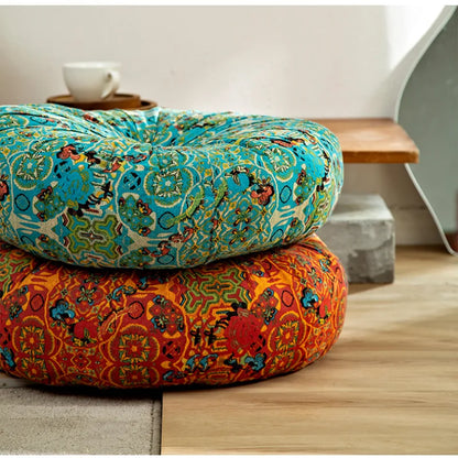 Cotton Linen Floor Pouf Ottoman