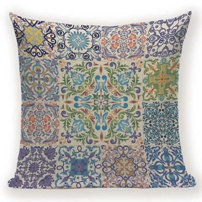 Retro Geometric Pillow Cover – Square Cushion Case for Sofa & Bed