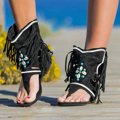 Women’s Retro Tassel Rhinestone Sandals
