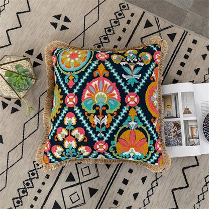 Vintage Boho Tufted Lumbar Pillow Cover
