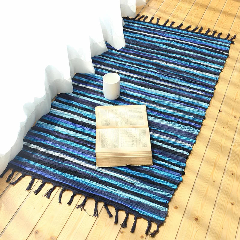 Colorful Knitted Striped Rug for Home