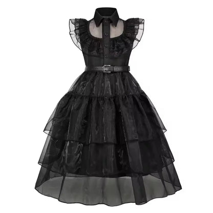 Halloween Costume For Girls Adams Cosplay Black Dress Costumes Gothic Dresses Children Clothes Party