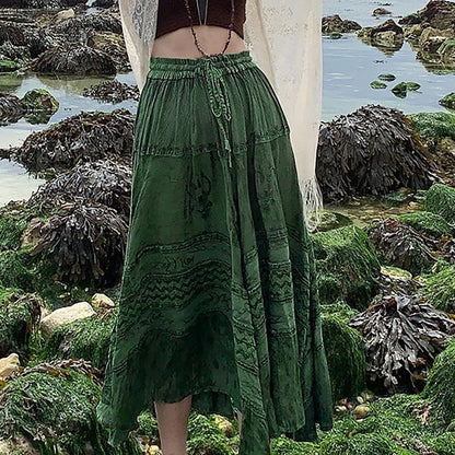 Women’s Ruched Bow Knot Pleated Maxi Skirt – Casual Swing Style