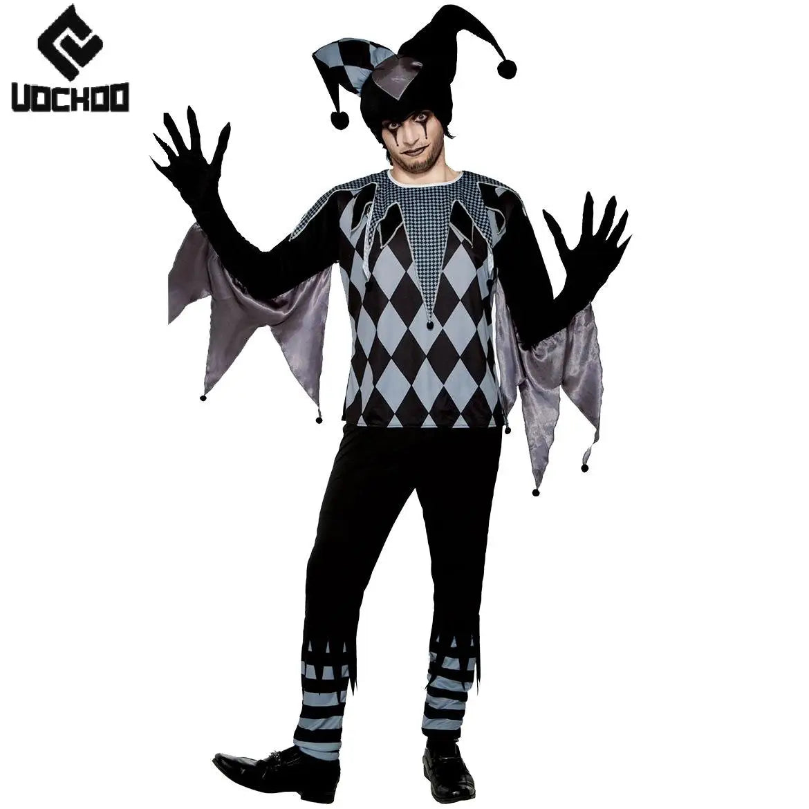Black Clown Cosplay Costume Couple Halloween Suit Evil Clowns Set Stage Performance Outfit Adult Festival Carnival Clothing