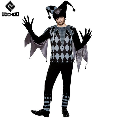 Black Clown Cosplay Costume Couple Halloween Suit Evil Clowns Set Stage Performance Outfit Adult Festival Carnival Clothing