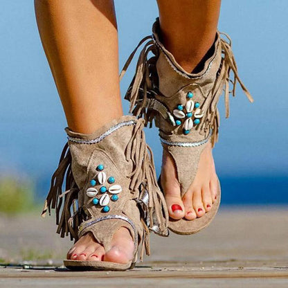 Women’s Retro Tassel Rhinestone Sandals