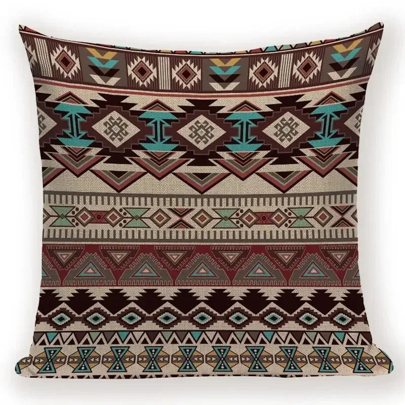 Retro Geometric Pillow Cover – Square Cushion Case for Sofa & Bed