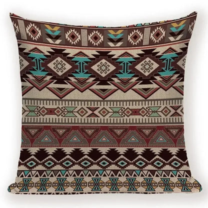Retro Geometric Pillow Cover – Square Cushion Case for Sofa & Bed