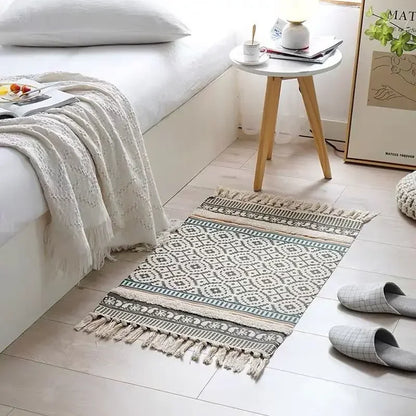 Persian Style Striped Linen Door Mat Washable