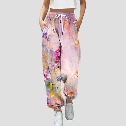 Women’s High-Waist Print Bootcut Sweatpants – Sporty Jogger with Pockets