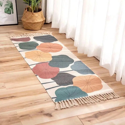 Geometric Woven Cotton Rug – Anti-Slip Hand Washable