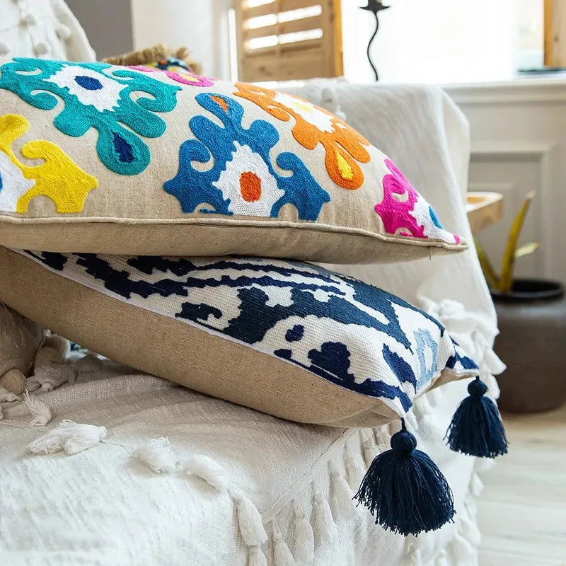Vintage Boho Tufted Lumbar Pillow Cover