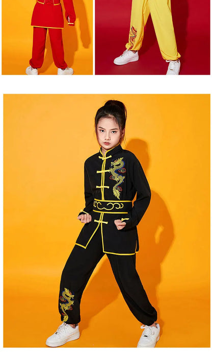 Kung Fu Martial Arts Costumes 2 Piece Set Perform Boy Tai Chi Uniform Children's Sets Outfit Kids Clothes Girls Wushu Baby Suit