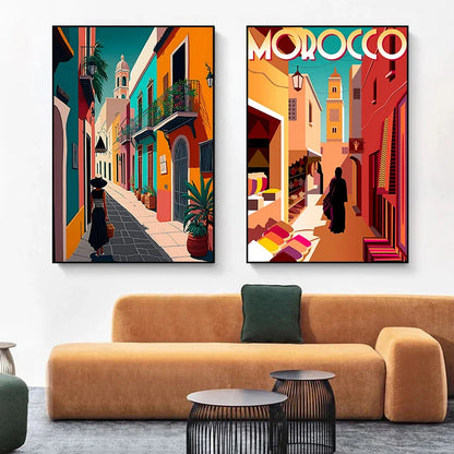 Cactus Mexico Canvas Wall Art – Modern Travel Poster