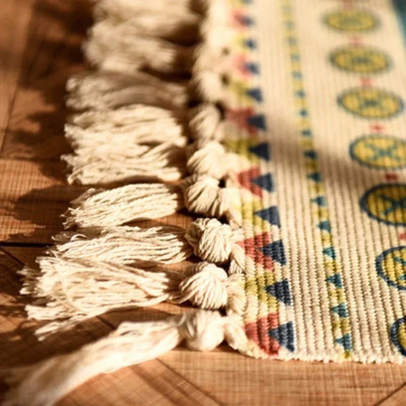 Persian Style Striped Linen Door Mat Washable