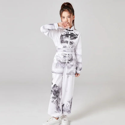 Kung Fu Martial Arts Costumes 2 Piece Set Perform Boy Tai Chi Uniform Children's Sets Outfit Kids Clothes Girls Wushu Baby Suit