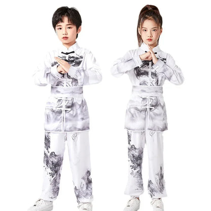Kung Fu Martial Arts Costumes 2 Piece Set Perform Boy Tai Chi Uniform Children's Sets Outfit Kids Clothes Girls Wushu Baby Suit